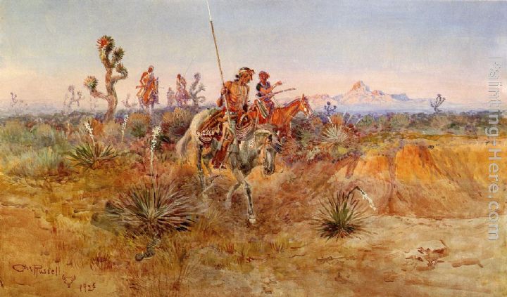 Navajo Trackers painting - Charles Marion Russell Navajo Trackers art painting